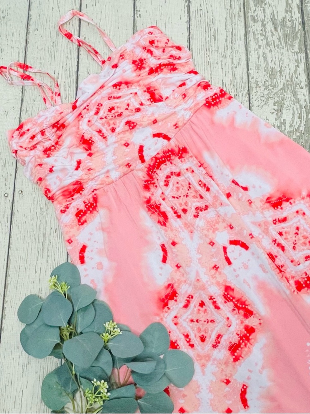 Soma Coral Abstract Print Ruched PJ Chemise